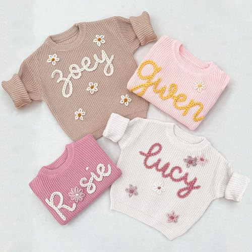 nazenti personalized baby sweater custom baby name sweater for newborn with hand-embroidery amp monogrammed infant pullover gifts for toddler boy girl birthday christmas babyshower