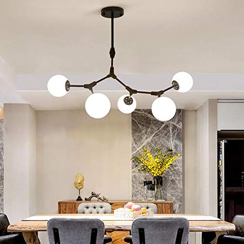 Suspension industrielle noire ZR98US luminaire design molécule 7 têtes