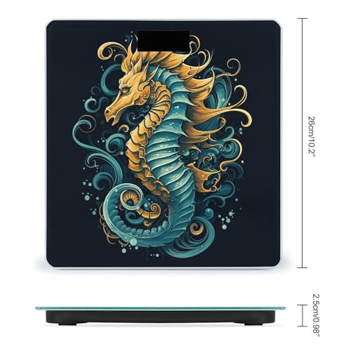 Balanza Digital de Baño Patrón Seahorse Azul con Pantalla LCD miniatura 2