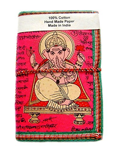 Rastogi Handicrafts Lokta Handmade Paper Journal Diary Note Book Planner Pink Ganpati the God of Wise SIZE - 6x4 INCH