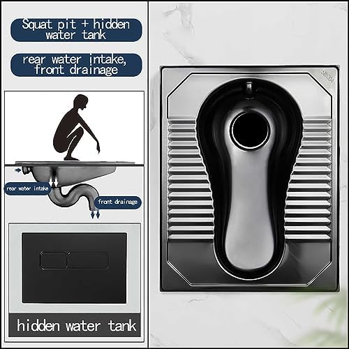 Squat Toilet Black 304 Stainless Steel Squat Toilet Water Tank Toilet Deodorant Squat Toilet Squat Pit Induction Urinal (B Hidden Water Tank) (B Hidden Water Tank)