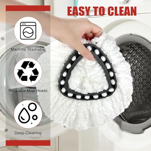 Image of Mop Replace Head, Spin Mop Replacement Head Easywring 1-Tank System, Easy Cleaning, Microfiber, Machine Washable (3 Pack)