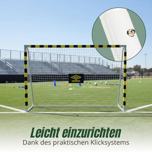 Foto von Umbro Fußballtor - Fussballtor 300 x 200 x 90 cm - Fußball Tor - Fussballtore für Garten Kinder und Erwachsene - Fussball Trainingszubehör für Innen und Außen - Metall - Schwarz/Gelb