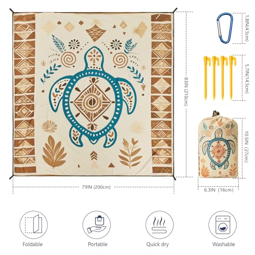 Image of WIWIGO Beach Blanket Waterproof Sandproof Beach Mat 79 inch X 83 inch /10'x9'for 2-8 Adults Quick Drying Outdoor Picnic Mat Beach Accessories for Travel, Camping, Hiking