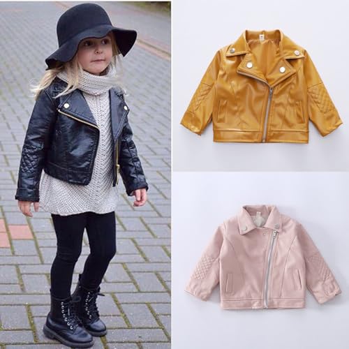Toddler Girls Faux Leather Jacket Coats for Kids Motorcycle Biker Leather Jackets Outerwear Fall Fashion Clothes4