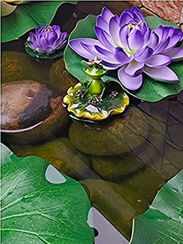 Mini vijver decoratieset kikker in blad vijverfiguur met 6 zwembaden 2 drijvende lotus 1 kikker mini-vijver terrasvijver zinken bad zonne-fontein tuin balkon vijverdecoratie - Image 7