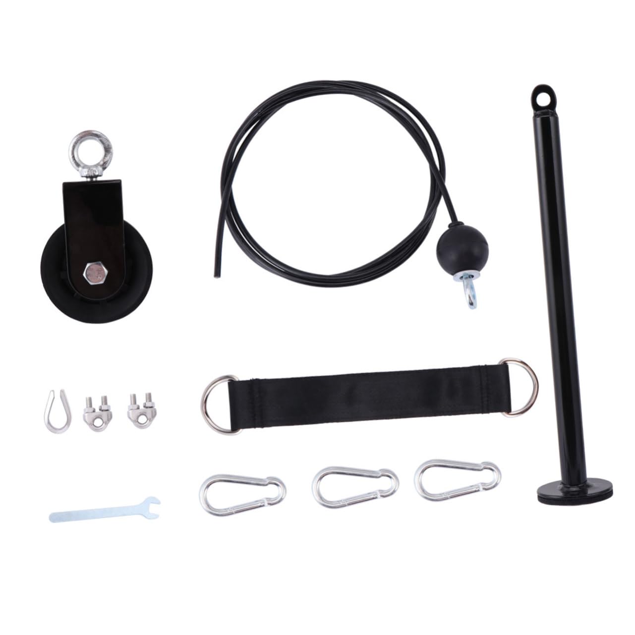 Kit Fitness Fai da Te a Puleggia per Cavo, Metallo Nero