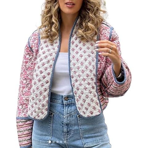 Nokiwiqis Women's Floral Print Puffer Jacket Cover
