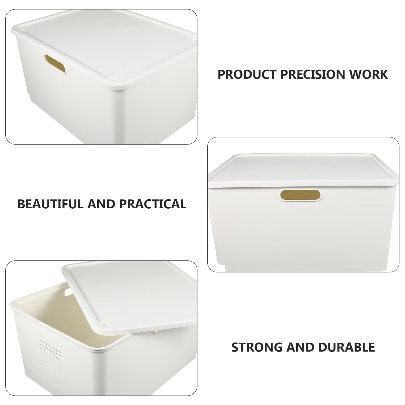 Amosfun Kunststoffbox mit Deckel aus Pp Weiße Aufbewahrungsbox für Haushaltswaren und Kleinteile Schlichtes Design für Ordnung im Zuhause