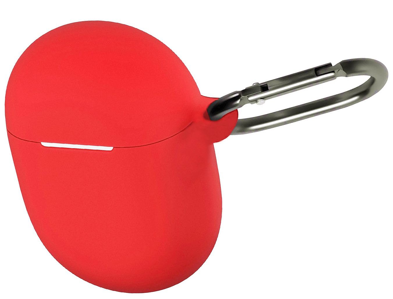 Geiomoo Silicone Case Compatible with Google Pixel Buds A-Series, Google Pixel Buds 2, Protective Cover with Carabiner (Red)