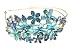 Retro Bling Rhinestone Metal Headband with Flowers Design - Turquoise Blue Color