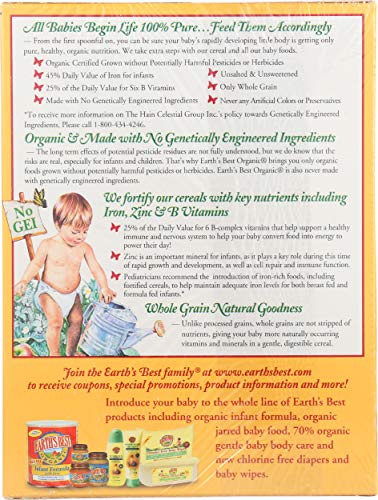 Earth's Best, Organic Infant Cereal, Whole Grain Rice, 8 oz