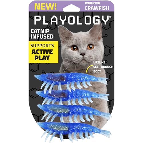 Playology Cat Toys | Catnip Toy Crawfish (Value 4-Pack) Cat