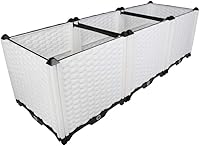 Vista 24 de Hershii Kits de cama elevada de jardín, contenedores rectangulares de plástico para plantas profundas, para interiores y exteriores, verduras, Blanco