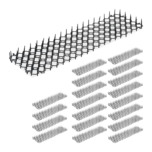 Relaxdays Set da 20 Tappetini Dissuasori per Gatti, Tappeto Chiodato con Spuntoni, Rete Antifuga Antigatti e Cani, Nero