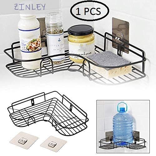 Zinley Multipurpose Kitchen Bathroom Corner Shelf Wall Mount Storage Rack Bathroom Rack Soap Holder Storage Box Shower Rack Shelf, Bathroom Racks and Shelves, Bathroom Stands and Racks (Black) 2