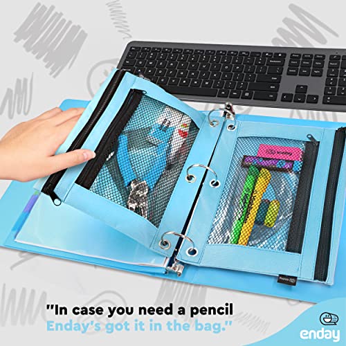 Enday Large Pencil Pouch For 3 Ring Binder Blue, Mesh Zipper Pencil Case, Pen Bag/Pen Case, Small Cosmetic Bag, Storage Container, Also Available In Pink, Purple, Green, Red, Grey, Black, 1 Pc #TOP5