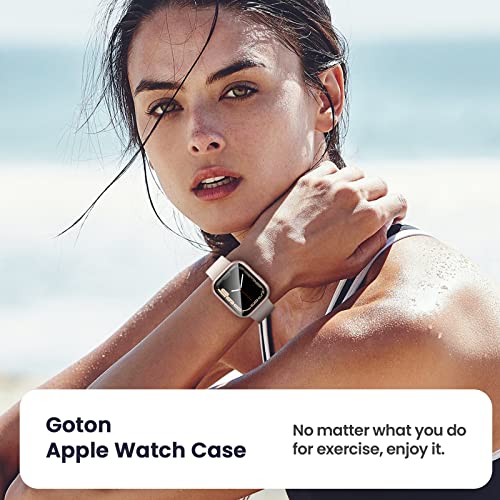 Image of 3 in 1 Goton Waterproof Hard Case for Apple Watch Screen Protector 41mm, 360 Slim Full Protective Tempered Glass Face Cover + Back Hard PC Bumper for iWatch Series 9 /8 /7, 41mm Rose Gold