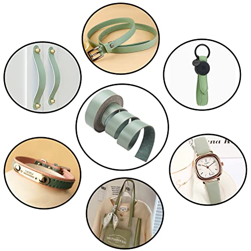 Cdy Leather Strap 90 Inches Long 1 Inch Wide, Leather Belt Strips Very Suitable For Diy Craft Projects, Pet Collars, Traction Ropes,Belts, Clothing, Jewelry, Leather Watch Straps (Matcha Green) #TOP3
