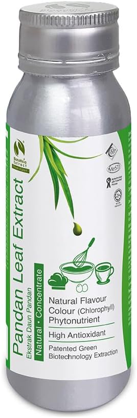 Pandan Extract Liquid Concentrate | No Artificial Additives, No Sugar Added | 100% Natural Asian Gourmet Flavoring & Coloring Ingredient for Healthy Baking & Beverages (80g)