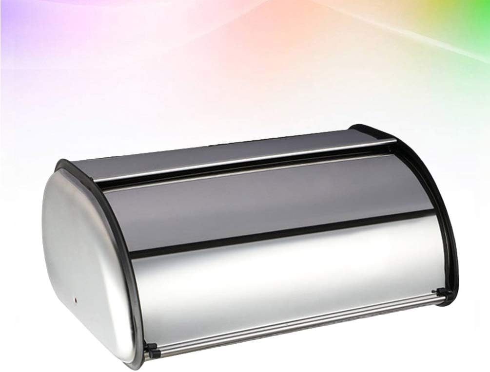 Garneck Stainless Steel Bread Box Roll Top Bread Box Storage Bin for Kitchen Metal Bread Bin Bread Storage Bread Holder (Silver)