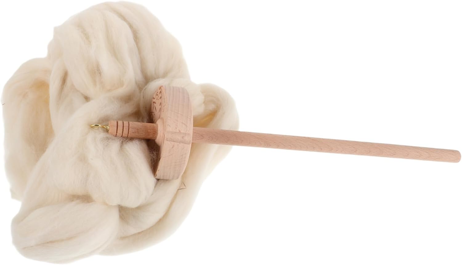 DIYEAH 1 Set Wooden Drop Spindle Kit Whorl Yarn Spinner with Wool Strip for Spinning and Weaving Durable and Portable Tool for All Skill Levels