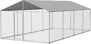 20'x10' Large Outdoor Dog Kennel, Heavy Duty Dog Enclosure with Roof, Weather Resistant Cover and Security Lock, Outside Pet Pens Run for Yard