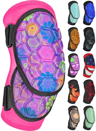 Penveer Baseball Elbow Guard Softball, Adult & Youth Softball Elbow Guard Baseball with Adjustable Strap (Pink/Purple, Y)