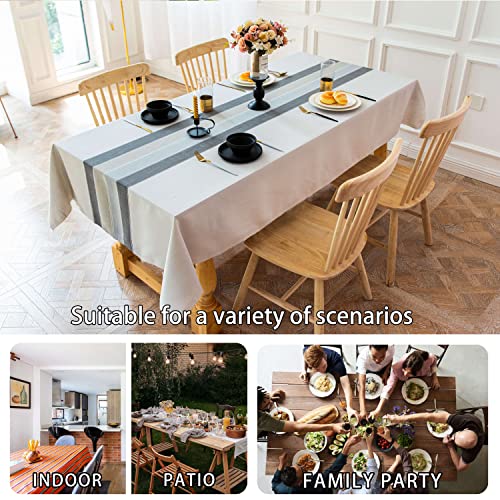 Qiden Farmhouse Tablecloth Waterproof Rectangle Burlap Table Cloth, Cotton Linen Rustic Embroidery Fabric Table Cover For Indoor Outdoor Dinning Tabletop Decoration -D- 54" X 70", 4-6 Seats #TOP2