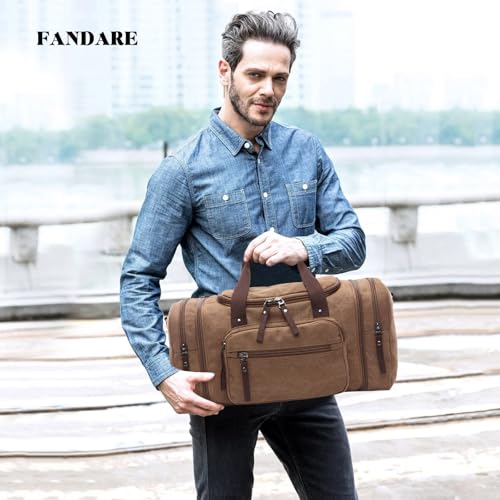 Sac weekend outdoor marron en toile robuste premium - 2
