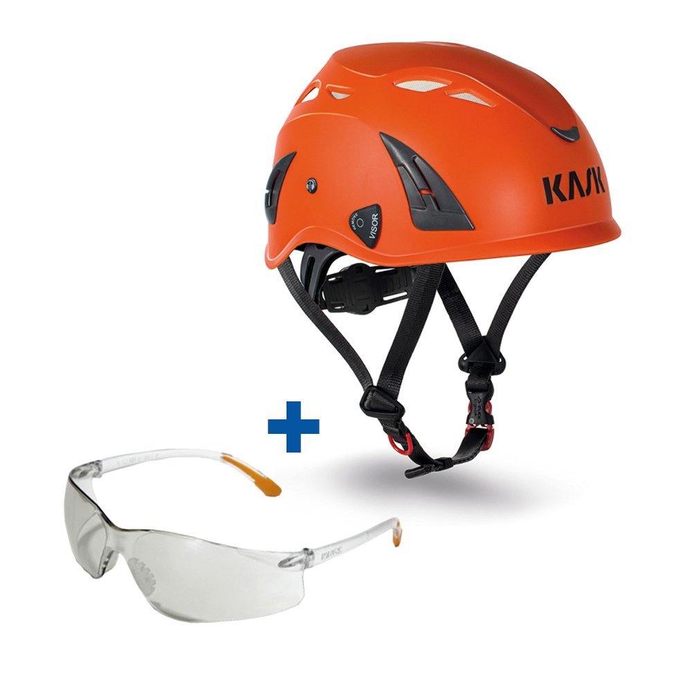 KASK SUPERPLASMA AQ INDUSTRIESCHUTZ -UND KLETTERHELM (ORANGE) | INKLUSIVE SCHUTZBRILLE (TRANSPARENT)