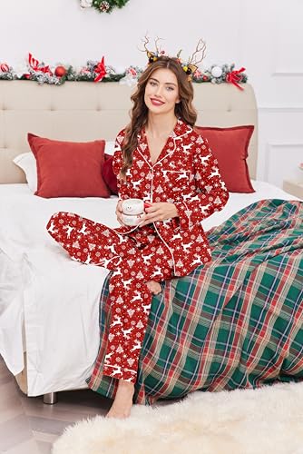 Image of Ekouaer Womens Satin Pajama Set Classic Pattern Silky Pj Sets Button Down Sleepwear Loungewear