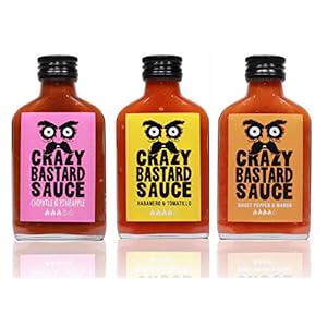 Crazy Bastard Sauce – Bestseller Set – Hot Barbecue Sauce met Chipotle, Habanero en Bhut jolokia “Ghost Pepper” (3 x 100 ml)