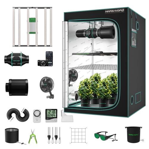 Growbox Komplettset 600 Watt HPS 120x120x200 - Vorschaltgerät ETI 1 15 MARS HYDRO Smart Growzelt Komplettset,FC-E4800 App Fernbedienung Dimmbar Grow Light 2646 LEDs,120x120x200cm 1680D Hohe Reflektivität Mylar Grow Box Komplettset,6" 402CFM App-Steuerung Belüftungssat