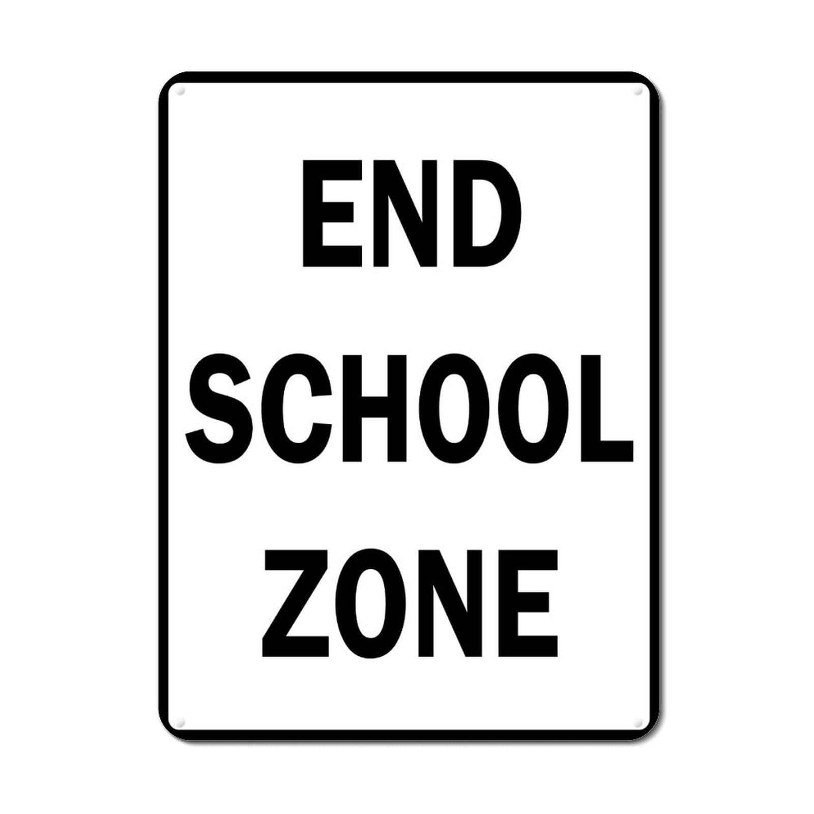 ENEDNATE End School Zone Caution Zone Vintage Warning Metal Sign 12x16 Inch Modern Waterproof Caution Notice Aluminum Tin Signs for Indoor & Outdoor Road Community Street Park Decoration Wall Art