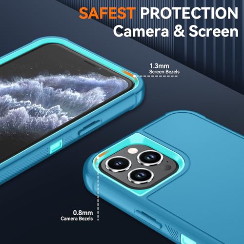 Image of SunStory Compatible with iPhone 11 Pro Case with HD Screen Protector, 3-Layer Heavy Duty Full-Body Cover,3 in 1 Hybrid Protective Case for iPhone 11 Pro 5.8 inch,LakeSkyBlue