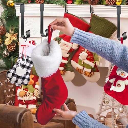Gaoikerr 6PC Christmas Stocking Holders for Mantle Metal Stocking Hangers for Holiday Xmas Fireplace Stair Decor