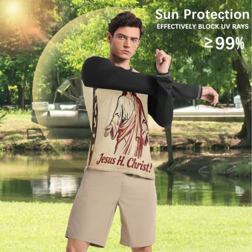 Camisas de natación para hombre Pure H. Christ de manga larga y cuello redondo negro 4