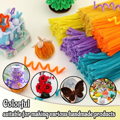 Image of Mnuizu 200 Pcs Pipe Cleaners, Chenille Pipe Cleaners Bulk Craft Supplies | Fuzzy Sticks Pipe Cleaners for Flower, Animal Making, Christmas Craft for Art Projects, White