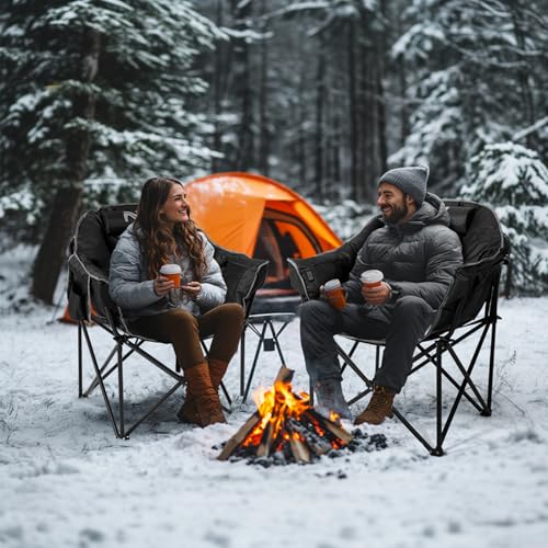 Lilypelle Oversized Heated Camping & Patio Lounge Chairs - 3 Heat Levels, Portable Folding Moon Saucer Chair for Outdoors & Camping - Thumbnail 2