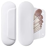 AGIKET Silicone Makeup Brush Holder Travel Cosmetic BagSoft Portable Cosmetic Face Brushes Holder with Upgrade Anti-Fall Out Magnetic Closure, Large Travel Makeup Brush Case - White