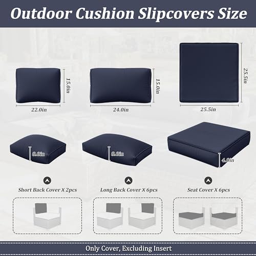 Snubbull 14 Pcs Outdoor Cushion Slipcovers Outdoor Patio Cushion Covers Replacement Waterproof with Zipper for Outdoor Furniture, Patio Sofa Couch 3 Sizes, Covers Only by Snubbull - Image 2