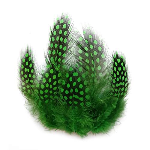 100Pcs 3"-6" Green Spotted Feathers Guinea Pheasant Feather For Crafts Dream Catcher Jewelry Decoration, Colored Turkey Chicken Plume Feathers #TOP6