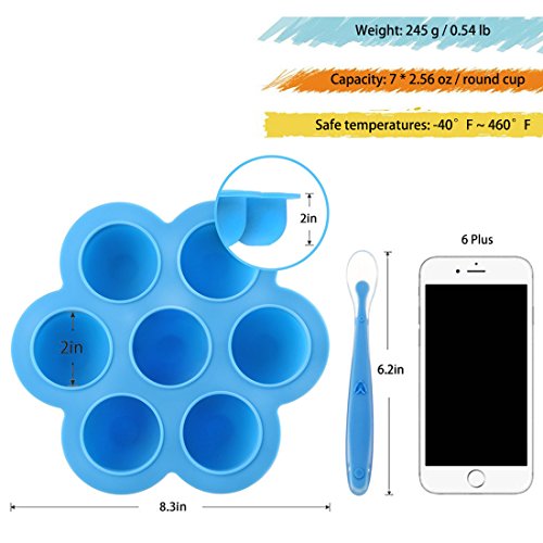 Silicone Egg Bites for 5, 6, 8 qt Pressure Cooker Baby Food Freezer Trays Storage Containers with Lid, Non- Stick - Thumbnail 5
