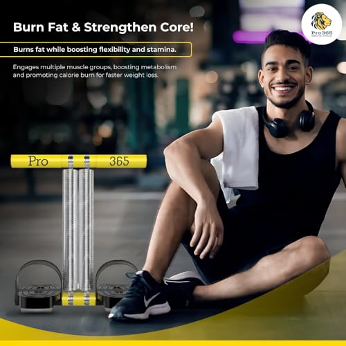 PRO365 6-in-1 Home Fitness Equipment Kit | Ab Roller Wheel, Resistance Band, Jump Rope, Push Up Bars, Hand Gripper & Chest Expander | Full Body Workout Set for Men & Women (Multicolour) - Image 2