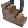 Best Pet Supplies Dog Stairs for Small Dogs & Cats, Foam Pet Steps Portable Ramp for Couch Sofa and High Bed Non-Slip Balanced Indoor Step Support, Paw Safe No Assembly - Brown Linen, 5-Step