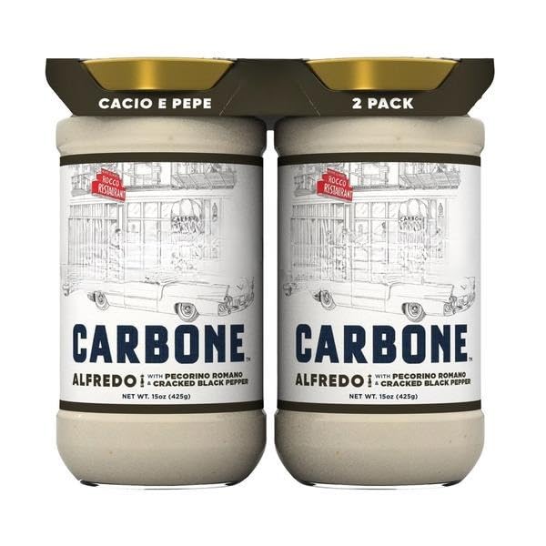 Alfredo Sauce, Alfredo with Pecorino Romano and Cracked Black Pepper. 2-count 15 oz per jar, Total [ 30 oz, 1.8 pound ]