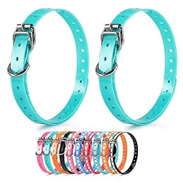 LuckinPET Replacement Collar Strap, Compatible with Petsafe,PATPET,Sportdog,Garmin,Dogtra,etc Most Training Collar/Fence Reciever, 3/4',Adjustable,Metal Buckled,Waterproof (Cyan Pack2)