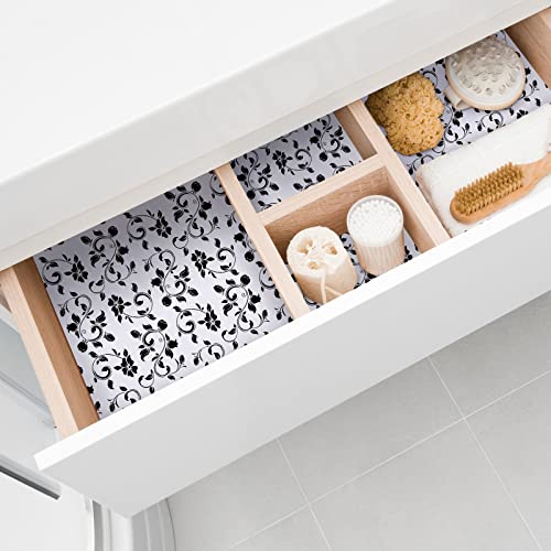 24 Sheets Scented Drawer Liners Drawer Liners For Dresser Non Adhesive Paper Sheets Fragrant Drawer Paper Liner For Shelf Closet Dresser Drawers Home Bedroom (Black Flowers) #TOP7