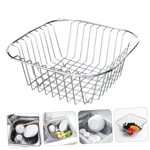 Abtropfschale aus Edelstahl für Spüle Platzsparender Utensilienhalter Robuster Abflusskorb mit feiner Handwerkskunst für Küchenwäsche und einen sauberen Spülenbereich
